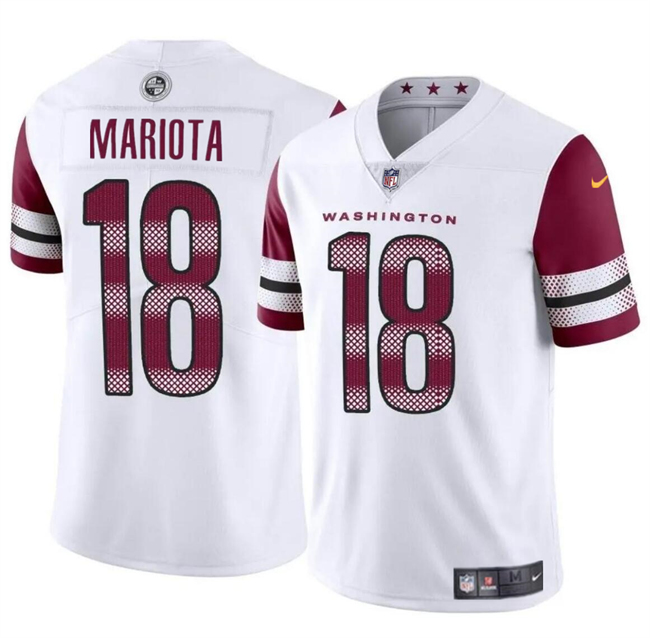 Youth Washington Commanders #18 Marcus Mariota White 2024 Vapor Limited Stitched Football Jersey